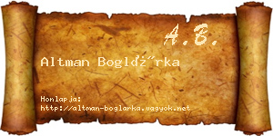 Altman Boglárka névjegykártya